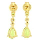 9K SOLID GOLD 1.20CT NATURAL BRIGHT PERIDOT AND DIAMOND DROP DANGLE EARRINGS.