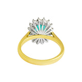 18K SOLID GOLD 2.30CT NATURAL OVAL EMERALD CLUSTER RING WITH 16 VS/G DIAMONDS.