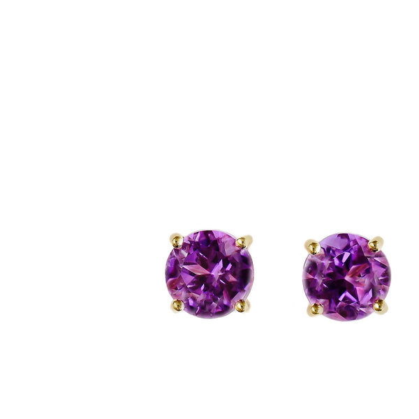 9K SOLID GOLD 1.20CT NATURAL PURPLE AMETHYST STUD EARRINGS.