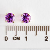 9K SOLID GOLD 1.20CT NATURAL PURPLE AMETHYST STUD EARRINGS.