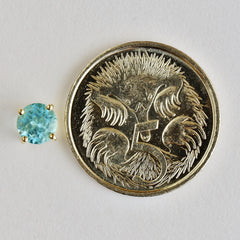 9K SOLID GOLD 1.20CT NATURAL SWISS BLUE TOPAZ STUD EARRINGS.