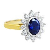 18K SOLID GOLD 2.35CT NATURAL AUSTRALIAN SAPPHIRE RING WITH 12 VS/G DIAMONDS.