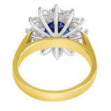 18K SOLID GOLD 2.35CT NATURAL AUSTRALIAN SAPPHIRE RING WITH 12 VS/G DIAMONDS.