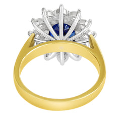 18K SOLID GOLD 2.35CT NATURAL AUSTRALIAN SAPPHIRE RING WITH 12 VS/G DIAMONDS.