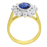18K SOLID GOLD 2.35CT NATURAL AUSTRALIAN SAPPHIRE RING WITH 12 VS/G DIAMONDS.