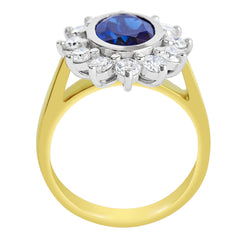 18K SOLID GOLD 2.35CT NATURAL AUSTRALIAN SAPPHIRE RING WITH 12 VS/G DIAMONDS.
