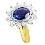 18K SOLID GOLD 2.35CT NATURAL AUSTRALIAN SAPPHIRE RING WITH 12 VS/G DIAMONDS.