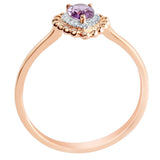 9K SOLID ROSE GOLD 0.40CT NATURAL PEAR CUT PURPLE AMETHYST WITH 16 DIAMONDS.