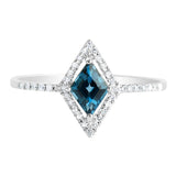 9K SOLID WHITE GOLD FINEST 0.50CT LONDON BLUE TOPAZ WITH 34 DIAMONDS.