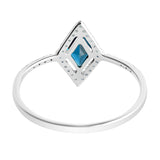 9K SOLID WHITE GOLD FINEST 0.50CT LONDON BLUE TOPAZ WITH 34 DIAMONDS.