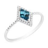 9K SOLID WHITE GOLD FINEST 0.50CT LONDON BLUE TOPAZ WITH 34 DIAMONDS.
