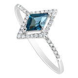 9K SOLID WHITE GOLD FINEST 0.50CT LONDON BLUE TOPAZ WITH 34 DIAMONDS.