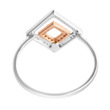 DISTINCTIVE 9K SOLID WHITE & ROSE GOLD NATURAL GEOMETRIC DESIGN 52 DIAMOND RING.