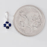 9K SOLID WHITE GOLD 0.35CT NATURAL SAPPHIRE AND DIAMOND CLUSTER EARRINGS.
