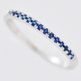 9K SOLID WHITE GOLD 0.20CT NATURAL BLUE SAPPHIRE HALF ETERNITY BAND RING.