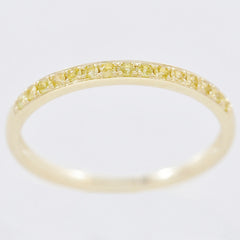 9K SOLID GOLD 0.20CT NATURAL YELLOW SAPPHIRE HALF ETERNITY BAND RING.