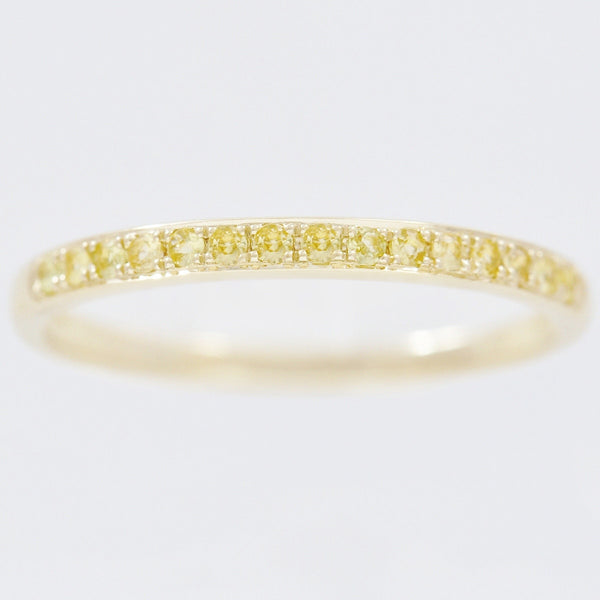 9K SOLID GOLD 0.20CT NATURAL YELLOW SAPPHIRE HALF ETERNITY BAND RING.