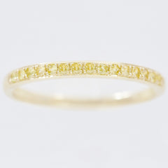 9K SOLID GOLD 0.20CT NATURAL YELLOW SAPPHIRE HALF ETERNITY BAND RING.