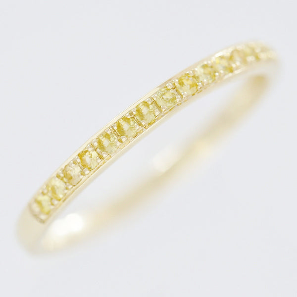 9K SOLID GOLD 0.20CT NATURAL YELLOW SAPPHIRE HALF ETERNITY BAND RING.