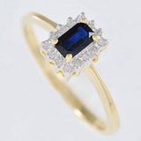 9K SOLID GOLD VINTAGE INSPIRED 0.40CT NATURAL SAPPHIRE RING WITH 14 DIAMONDS.