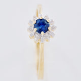 HANDMADE 9K SOLID GOLD 0.35CT NATURAL SAPPHIRE STARBURST RING WITH 6 DIAMONDS.