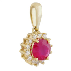 9K SOLID GOLD 0.30CT NATURAL RUBY PENDANT WITH 14 DIAMONDS.