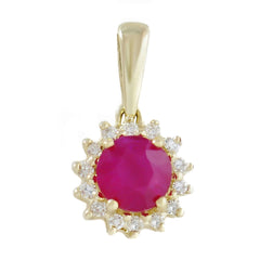 9K SOLID GOLD 0.30CT NATURAL RUBY PENDANT WITH 14 DIAMONDS.