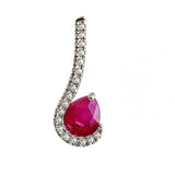 9K SOLID WHITE GOLD 0.40CT NATURAL RUBY PENDANT WITH EIGHTEEN DIAMONDS.