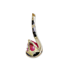 9K SOLID WHITE GOLD 0.40CT NATURAL RUBY PENDANT WITH EIGHTEEN DIAMONDS.