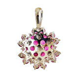 9K SOLID WHITE GOLD 0.85CT NATURAL RUBY CLUSTER PENDANT WITH SEVEN DIAMONDS.