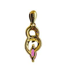 9K SOLID YELLOW GOLD 0.20CT NATURAL RUBY PENDANT WITH ELEVEN DIAMONDS.