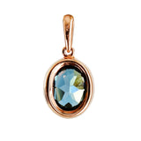 9K SOLID ROSE GOLD 1.90CT LONDON BLUE TOPAZ  PENDANT WITH TWELVE  DIAMONDS.