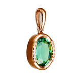 9K SOLID ROSE GOLD 1.90CT NATURAL GREEN QUARTZ  PENDANT WITH TWELVE  DIAMONDS.