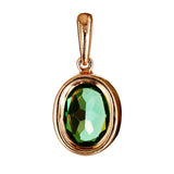 9K SOLID ROSE GOLD 1.90CT NATURAL GREEN QUARTZ  PENDANT WITH TWELVE  DIAMONDS.