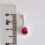 9K SOLID WHITE GOLD 0.40CT NATURAL RUBY PENDANT WITH EIGHTEEN DIAMONDS.