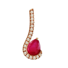 9K SOLID ROSE GOLD 0.40CT NATURAL RUBY PENDANT WITH EIGHTEEN DIAMONDS.