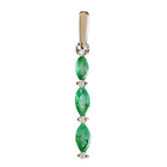 9K SOLID WHITE GOLD 0.45CT NATURAL EMERALD PENDANT WITH FOUR DIAMONDS.
