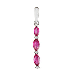 9K SOLID WHITE GOLD 0.45CT NATURAL RUBY PENDANT WITH FOUR DIAMONDS.