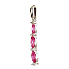 9K SOLID WHITE GOLD 0.45CT NATURAL RUBY PENDANT WITH FOUR DIAMONDS.