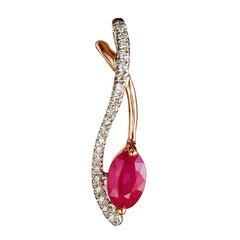 9K SOLID WHITE & ROSE GOLD 0.60CT NATURAL RUBY PENDANT WITH TWENTY ONE DIAMONDS.