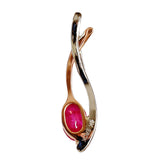 9K SOLID WHITE & ROSE GOLD 0.60CT NATURAL RUBY PENDANT WITH TWENTY ONE DIAMONDS.
