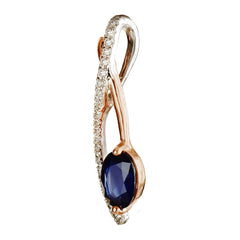 9K SOLID WHITE & ROSE GOLD 0.60CT NATURAL SAPPHIRE PENDANT WITH TWENTY ONE DIAMONDS.