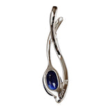 9K SOLID WHITE GOLD 0.60CT NATURAL BLUE SAPPHIRE PENDANT WITH TWENTY ONE DIAMONDS.