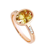 18K SOLID ROSE GOLD 2.30CT NATURAL OVAL PEACH MORGANITE RING WITH 6 VS/G DIAMONDS.