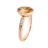 18K SOLID ROSE GOLD 2.30CT NATURAL OVAL PEACH MORGANITE RING WITH 6 VS/G DIAMONDS.