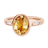 18K SOLID ROSE GOLD 2.30CT NATURAL OVAL PEACH MORGANITE RING WITH 6 VS/G DIAMONDS.